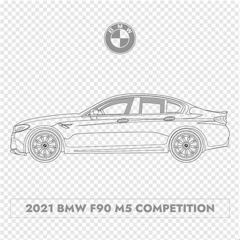 Bmw f90 m5 car lineart black white side view, png | PNGWing