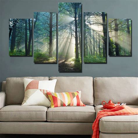 5 Panel Beautiful Sunrise Landscape Canvas Art | Walling Shop