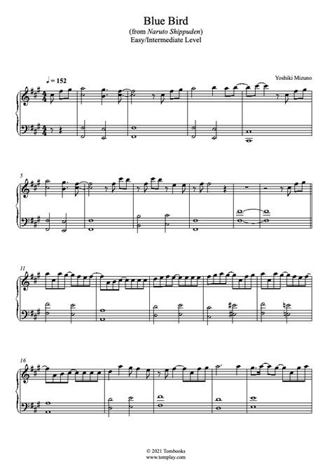 Naruto Shippuden - Blue Bird (Yoshiki Mizuno) - Piano Sheet Music