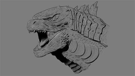 ArtStation - Godzilla 2014 Bust (practice sketch)