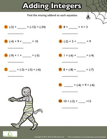 Math Worksheets Adding And Subtracting Negative Numbers – Kidsworksheetfun