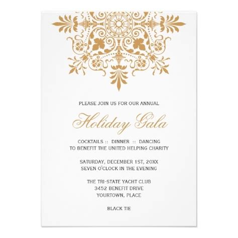 Baroque Amber Ornamental Holiday Gala Invitation | Zazzle.com | Holiday ...