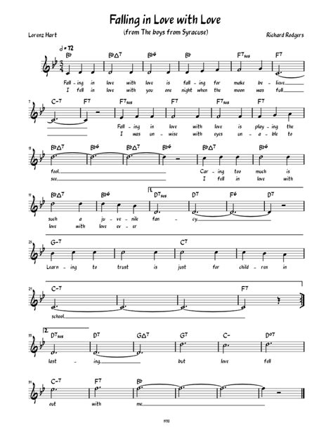 Falling in Love with Love (Lead sheet with lyrics ) Sheet music for ...