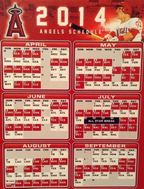 Los Angeles Angels Schedule Printable