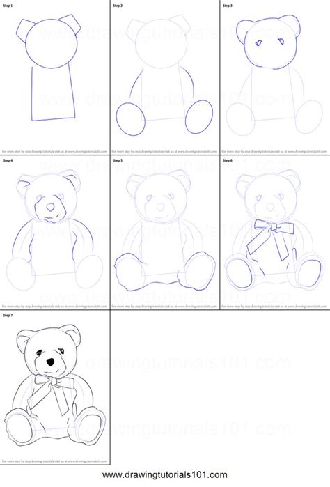 How to Draw a Teddy Bear Printable Drawing Sheet by DrawingTutorials101 ...