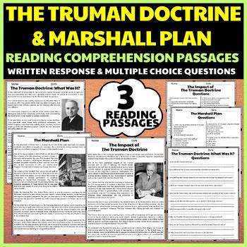 Harry S Truman Doctrine Marshall Plan Reading Comprehension Passages ...