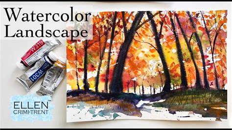 Watercolor Autumn Landscape Tutorial for Beginners/ Step by Step - YouTube