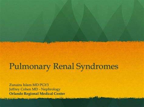 Pulmonary Renal Syndromes