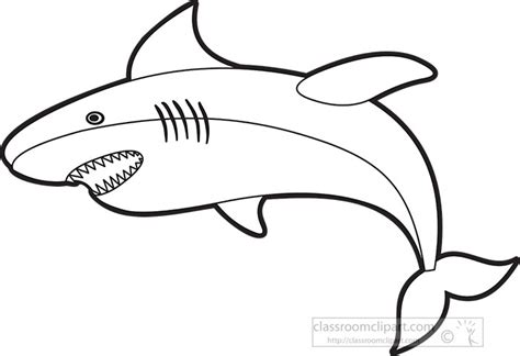 Animals Black and White Outline Clipart - shark-underwater-black ...