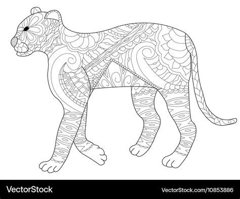 Panther coloring for adults Royalty Free Vector Image