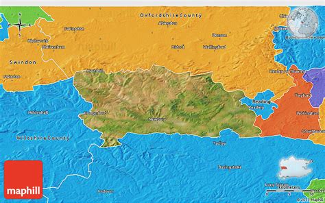 Satellite 3D Map of West Berkshire, political outside