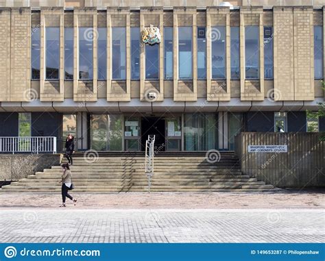 Pedestrians Walk Past the Front of Bradford Magistrates Court in West ...