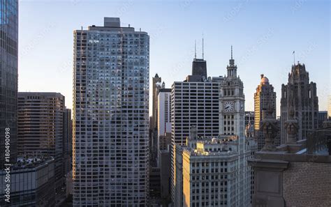 Chicago skyline. Chicago downtown skyline at dusk. Stock Photo | Adobe ...