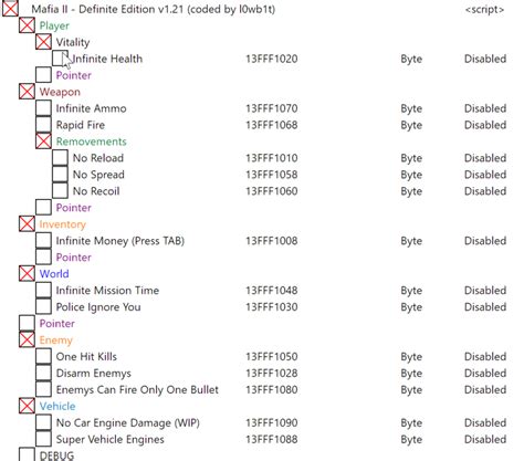 Mafia 2 - Definitive Edition: Cheat Engine Table [UPD: 05/24/2020 ...