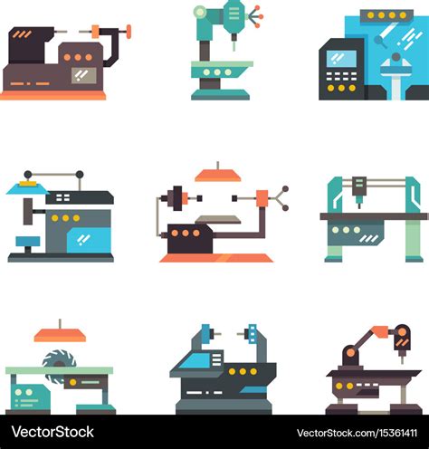 Industrial cnc machine tools and automated Vector Image