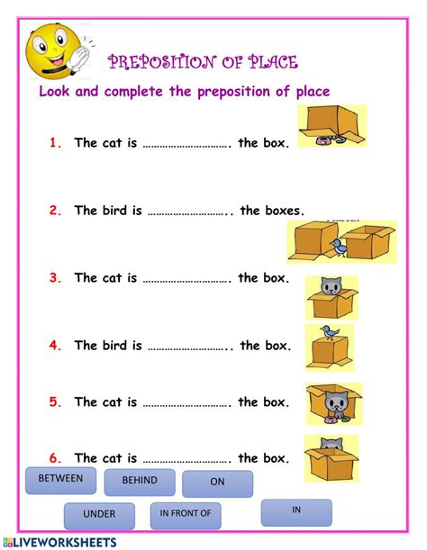 Prepositions online exercise for 1