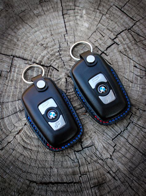 BMW Leather Key Fob Case with ///M Colored Stitching, Black Leather Key ...