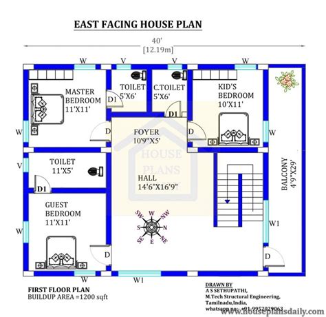 40x30 East Facing House Vastu Plan - House Designs and Plans | PDF Books