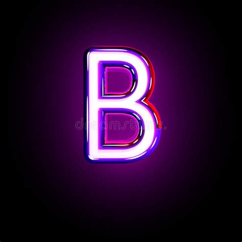 Purple Shining Neon Font - Letter B Isolated on Black Background, 3D ...