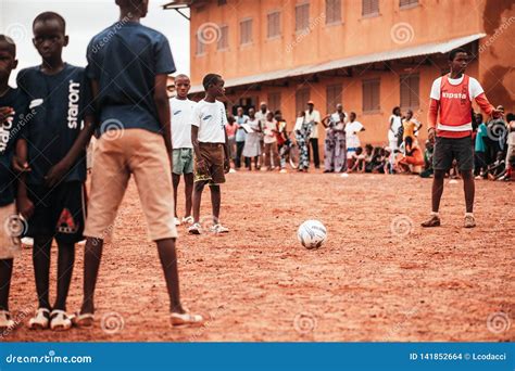 Black African Children Playing Soccer In A Rural Area Editorial Photo ...