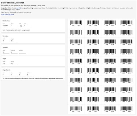 Barcode Sheet Generator