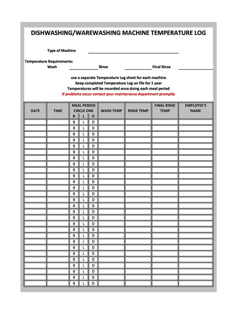 Temperature Chart Template Temperature Log Sheet Temperature Chart ...