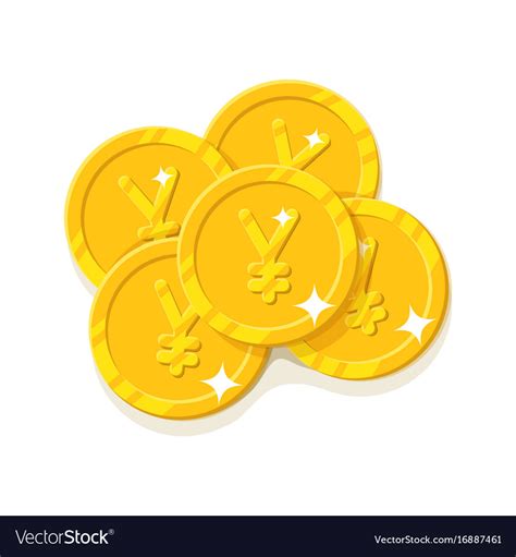 Gold chinese yuan or japanese yen coins cartoon Vector Image