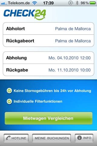 Die Mietwagen iPhone App von check24 » Tarif-Angebote.de