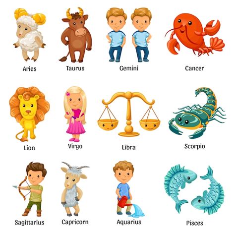 Con signos del zodiaco de dibujos animados. | Vector Gratis