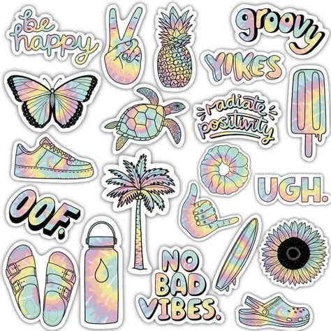 Sheet of Mini Stickers - Tie Dye Aesthetic - SMALL miniature 1" x 1 ...