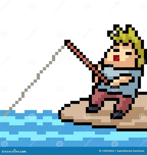 Pixel Art Of A Fishing Rod. Vector Illustration | CartoonDealer.com ...