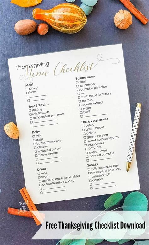 This free printable Thanksgiving meal checklist is handy when planning ...