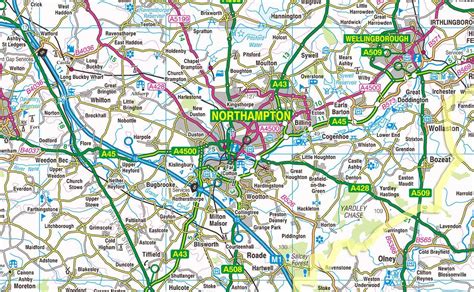 Northamptonshire County Map | Map, County map, Detailed map