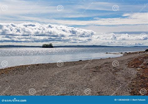 Wide Gravel Beach of Sears Island in Maine Stock Photo - Image of ...