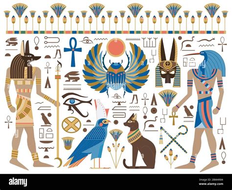 Download this stock vector: Flat Ancient Egyptian Symbols and Gods Set ...