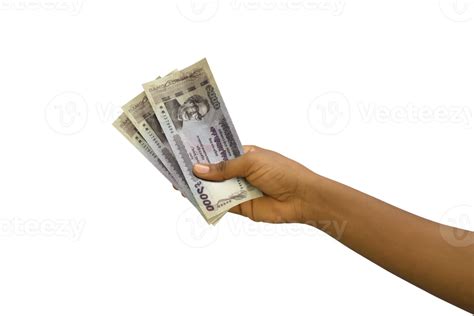 Fair hand holding 3D rendered 1000 Bangladeshi taka notes 22478879 PNG