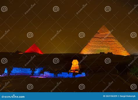 Sphinx in the Night Lights Giza Stock Image - Image of stone, vacation ...