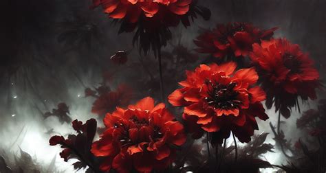 Wallpaper : ai art, AI generated, red flowers, dark 4050x2160 ...