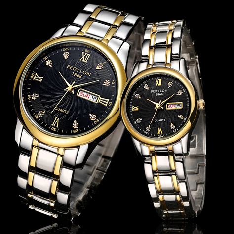 Couple Stainless Steel Wristwatches