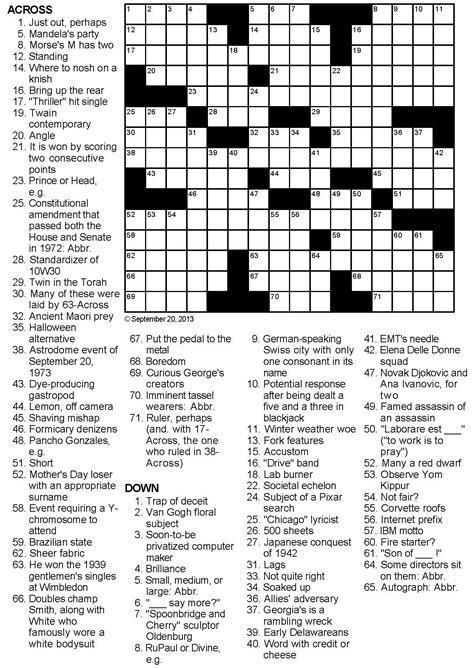 Free Hard Crossword Puzzles Printable