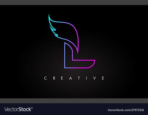 Neon l letter logo icon design with creative wing Vector Image