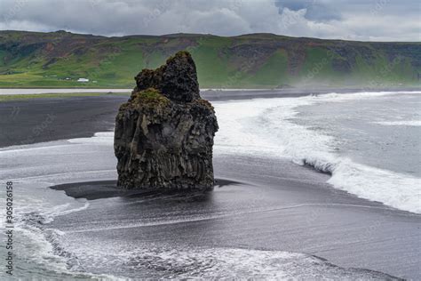 Reynisfjara Beach view. The rock at the black beach. Stock Photo ...