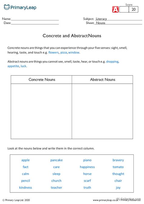 Nouns Worksheets Concrete Nouns Worksheets Concrete Nouns Nouns ...