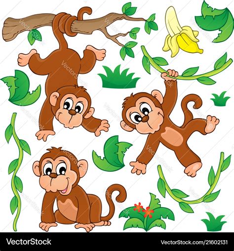 Monkey theme collection 1 Royalty Free Vector Image