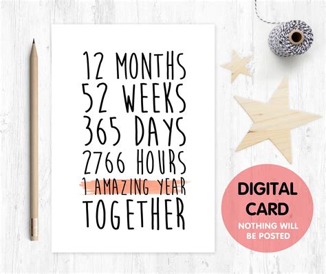 1st Anniversary Card Printable - Printable Templates Free