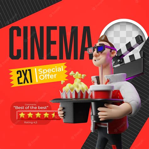 Free PSD | Ready for the cinema banner. 3d illustration