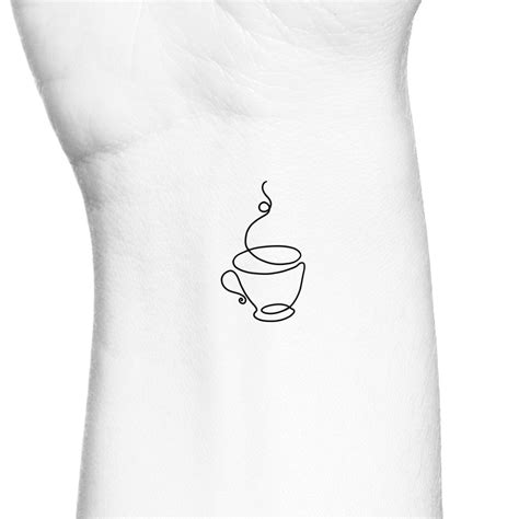 Cute Small Coffee Cup Tea Cup Single Line Temporary Tattoo - Etsy ...