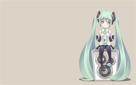 HD wallpaper: hatsune miku, chibi, vocaloid, twintails, cute, sitting ...