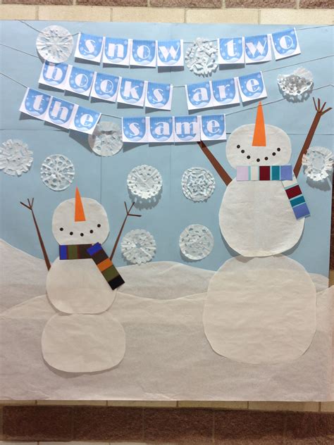 snowmen looking up.....Large winter bulletin board for the library. I ...