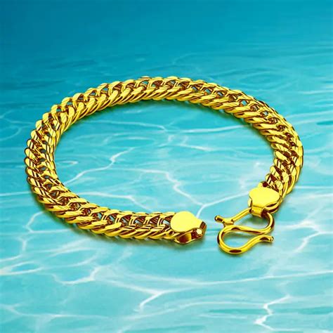 Male 24k gold plating chain bracelet length 20cm 8mm wide, real plating ...